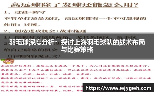 羽毛球深度分析：探讨上海羽毛球队的战术布局与比赛策略